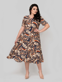 Сукня міді All Posa модель ap102375p-bezhevo-sinj Фото