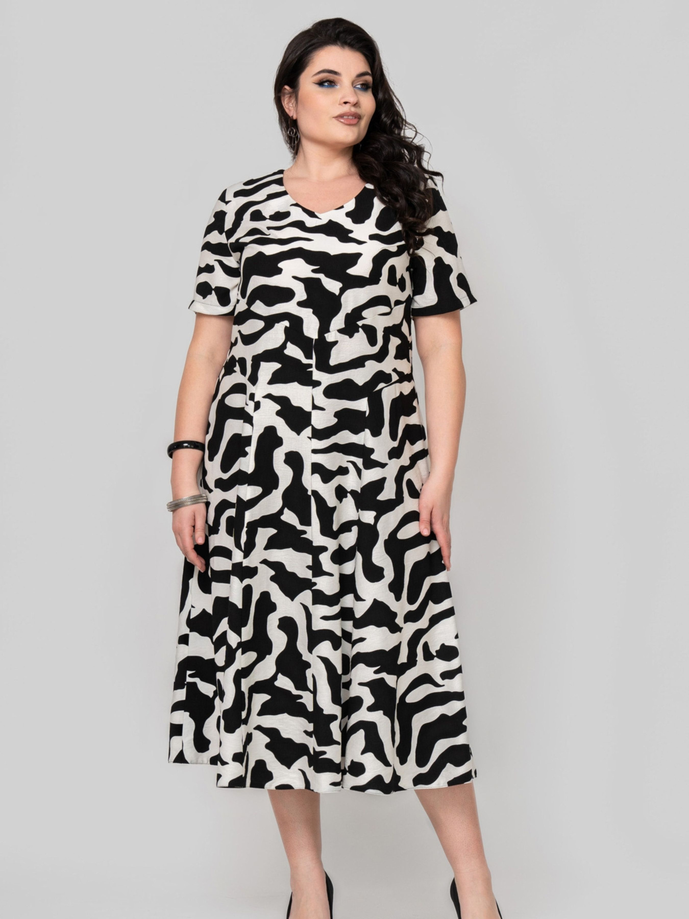 Сукня міді All Posa модель ap102375p-chorno-blij Фото