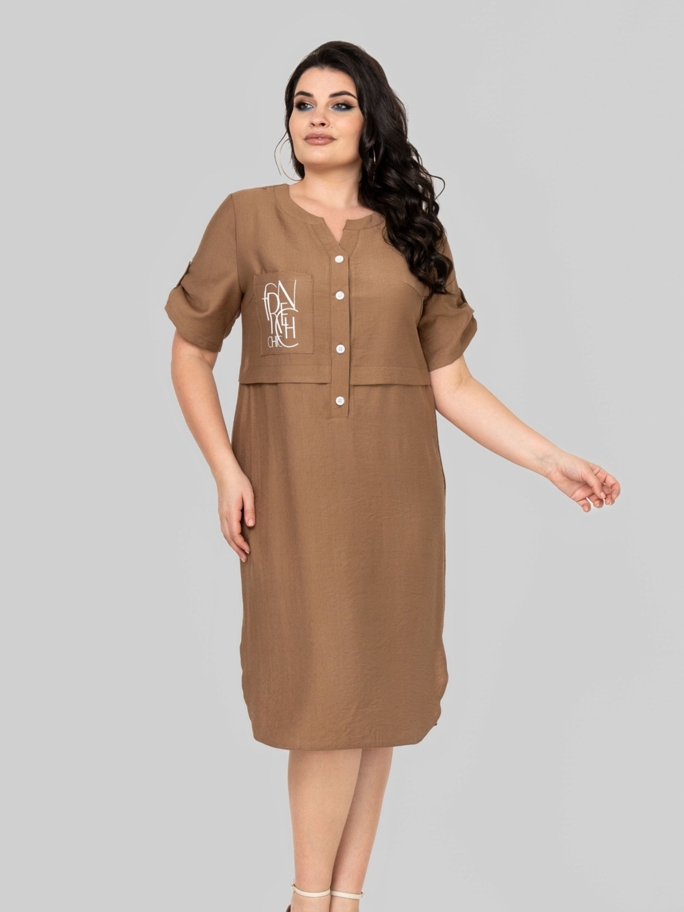 Платье миди All Posa модель ap102363p-korichnevij Фото