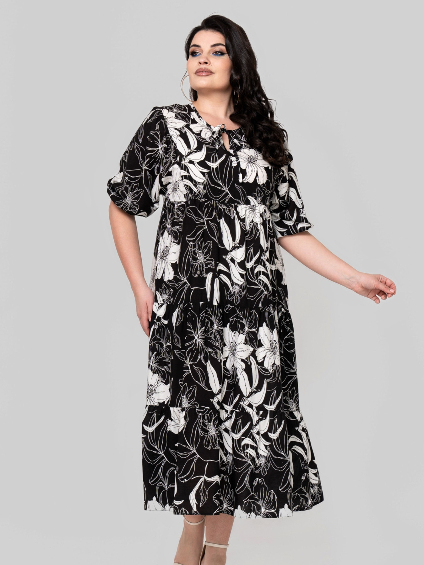 Сукня міді All Posa модель ap102345p-chorno-blij Фото