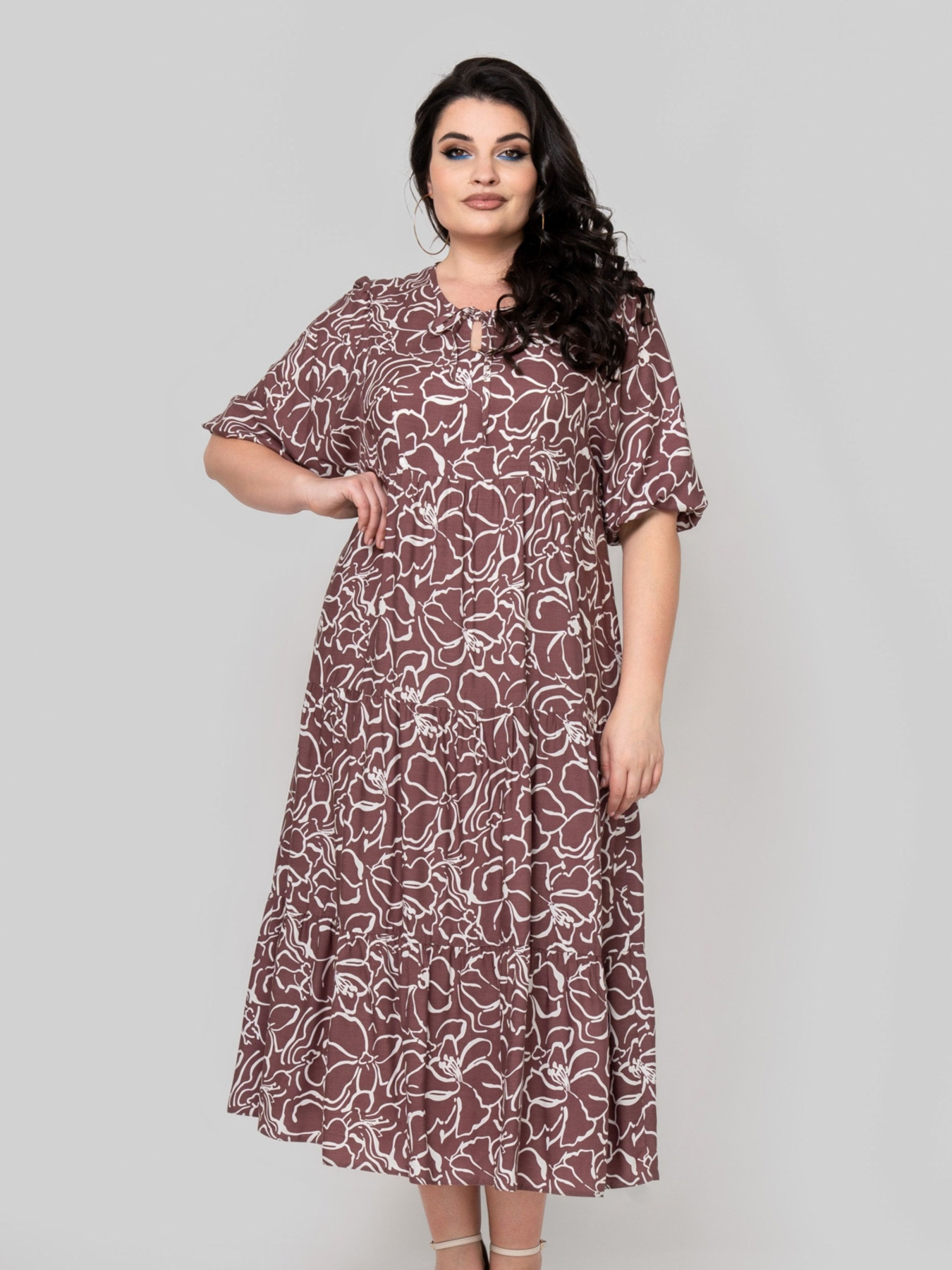 Сукня міді All Posa модель ap102345p-vinogradnij Фото