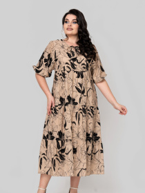 Платье миди All Posa модель ap102345p-chorno-bezhevij Платье миди All Posa модель ap102345p-chorno-bezhevij Фото