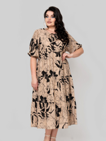 Платье миди All Posa модель ap102345p-chorno-bezhevij Платье миди All Posa модель ap102345p-chorno-bezhevij Фото