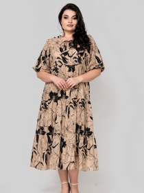 Сукня міді All Posa модель ap102345p-chorno-bezhevij Фото