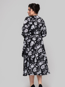 Сукня міді All Posa модель ap102248p-chornij-z-srim Фото