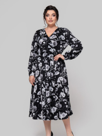 Платье миди All Posa модель ap102248p-chornij-z-srim Фото