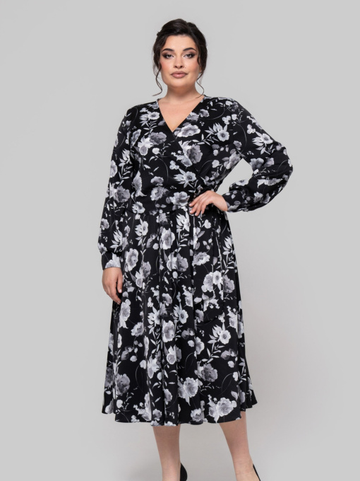 Платье миди All Posa модель ap102248p-chornij-z-srim Фото