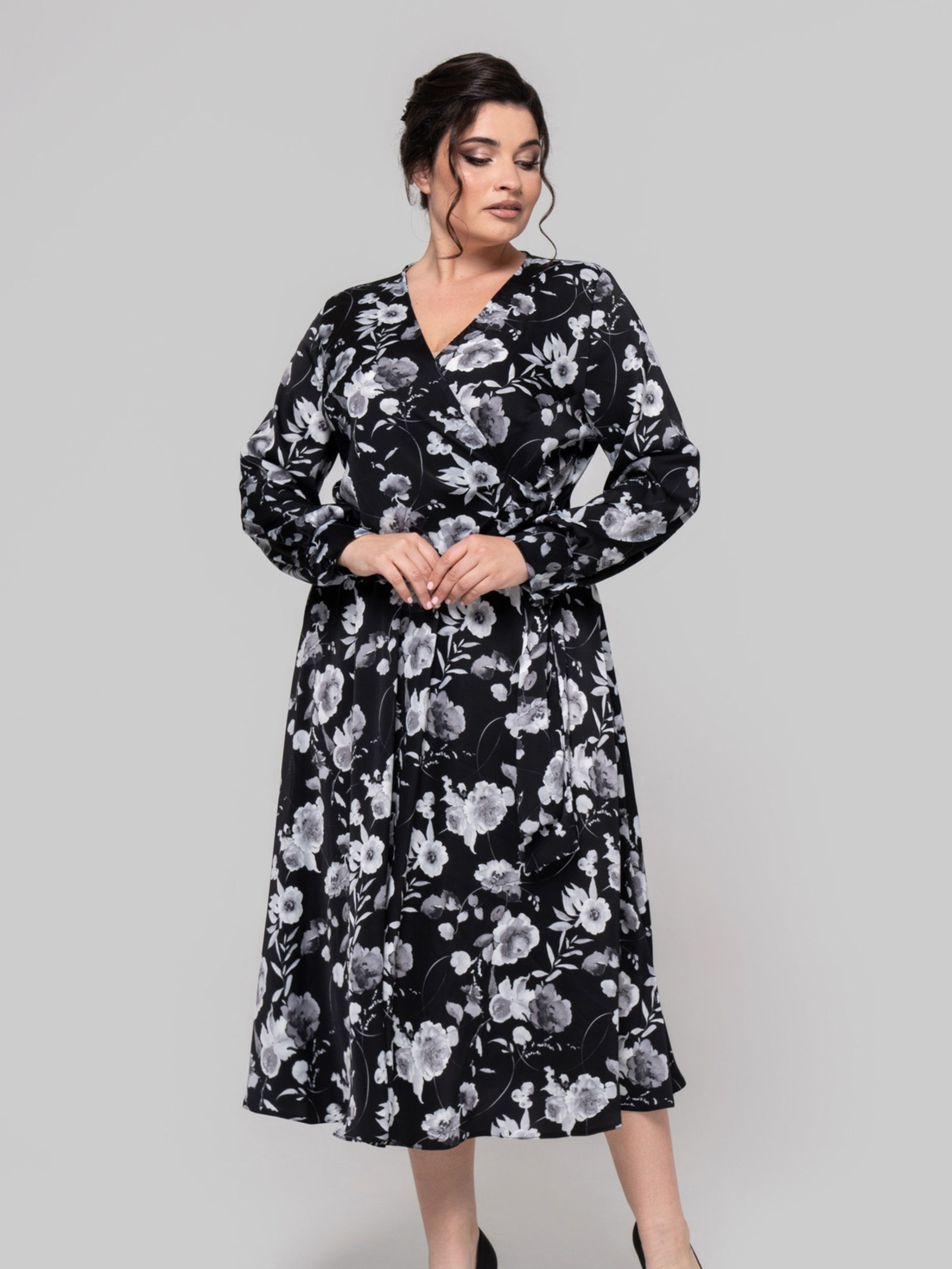 Сукня міді All Posa модель ap102248p-chornij-z-srim Фото