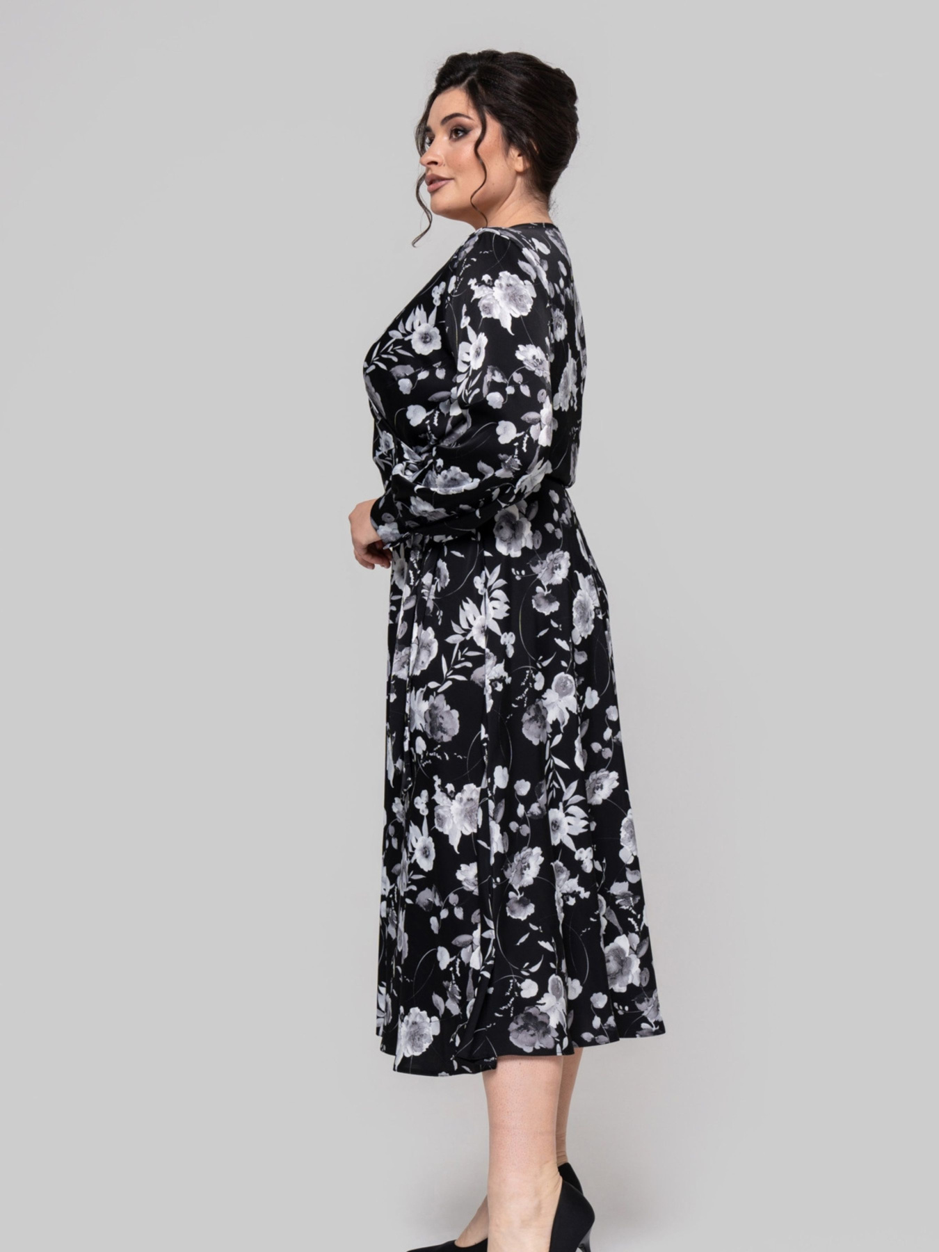 Сукня міді All Posa модель ap102248p-chornij-z-srim Фото