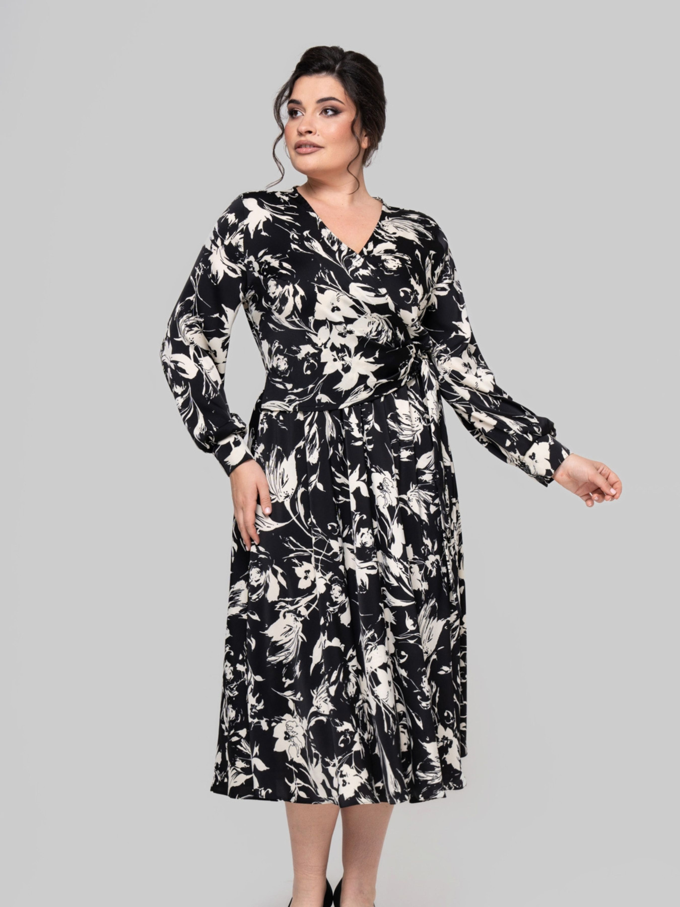 Платье миди All Posa модель ap102248p-chornij-z-molochnim Фото