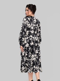 Платье миди All Posa модель ap102248p-chornij-z-molochnim Фото