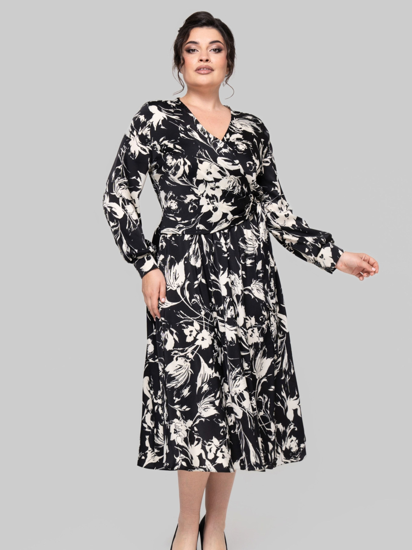 Сукня міді All Posa модель ap102248p-chornij-z-molochnim Фото