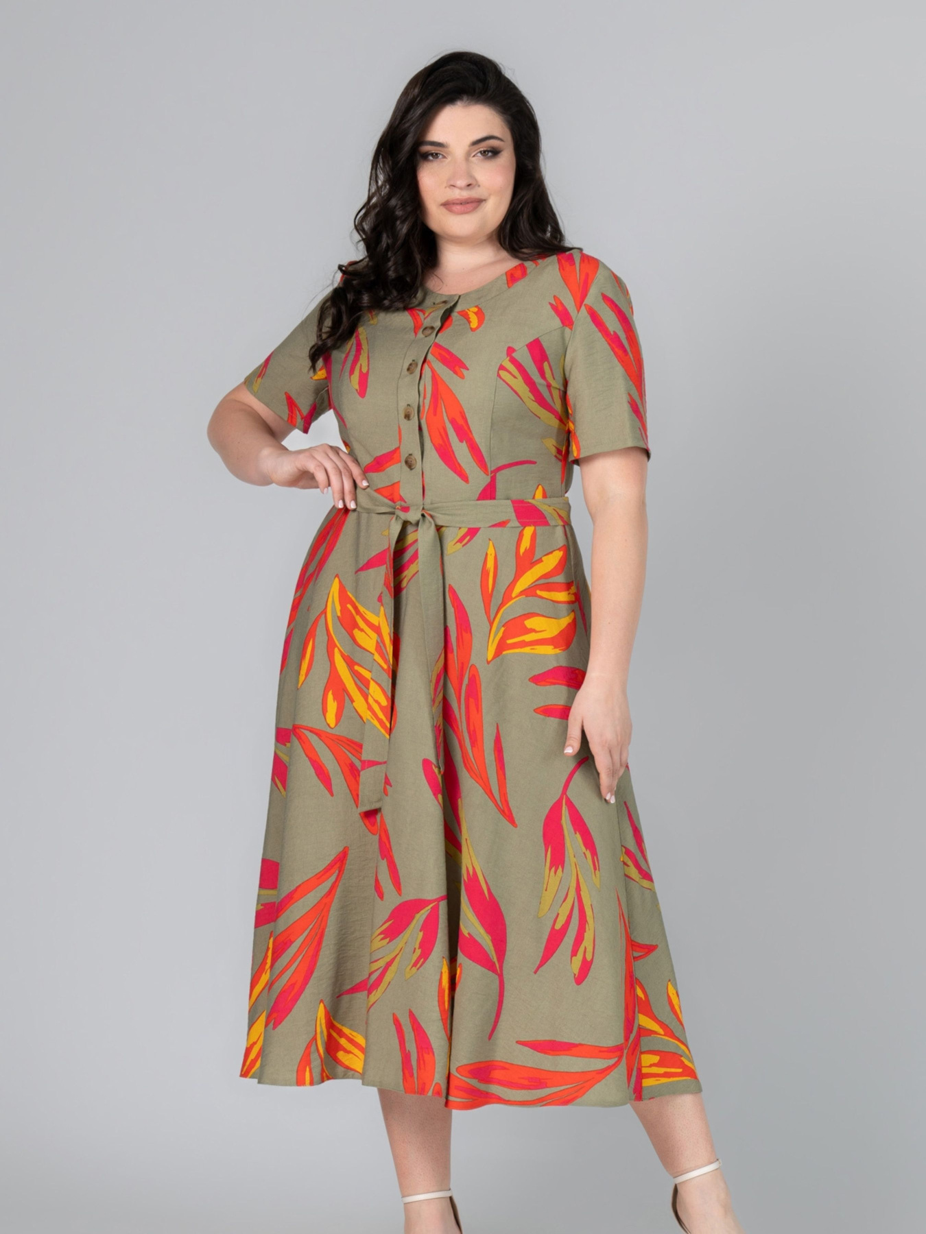 Сукня міді All Posa модель ap101993p-olivka Фото