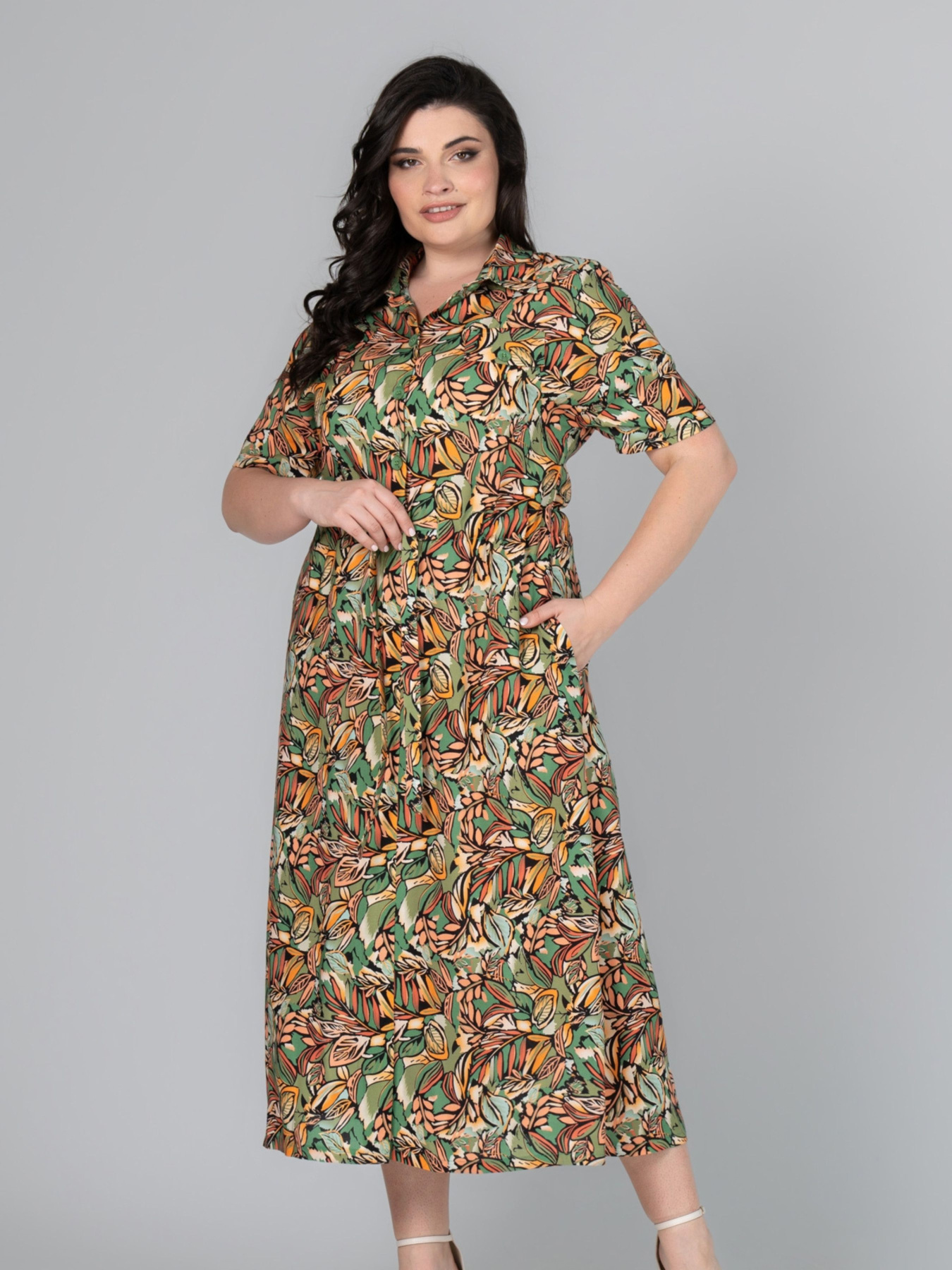 Сукня міді All Posa модель ap101989p-olivka Фото