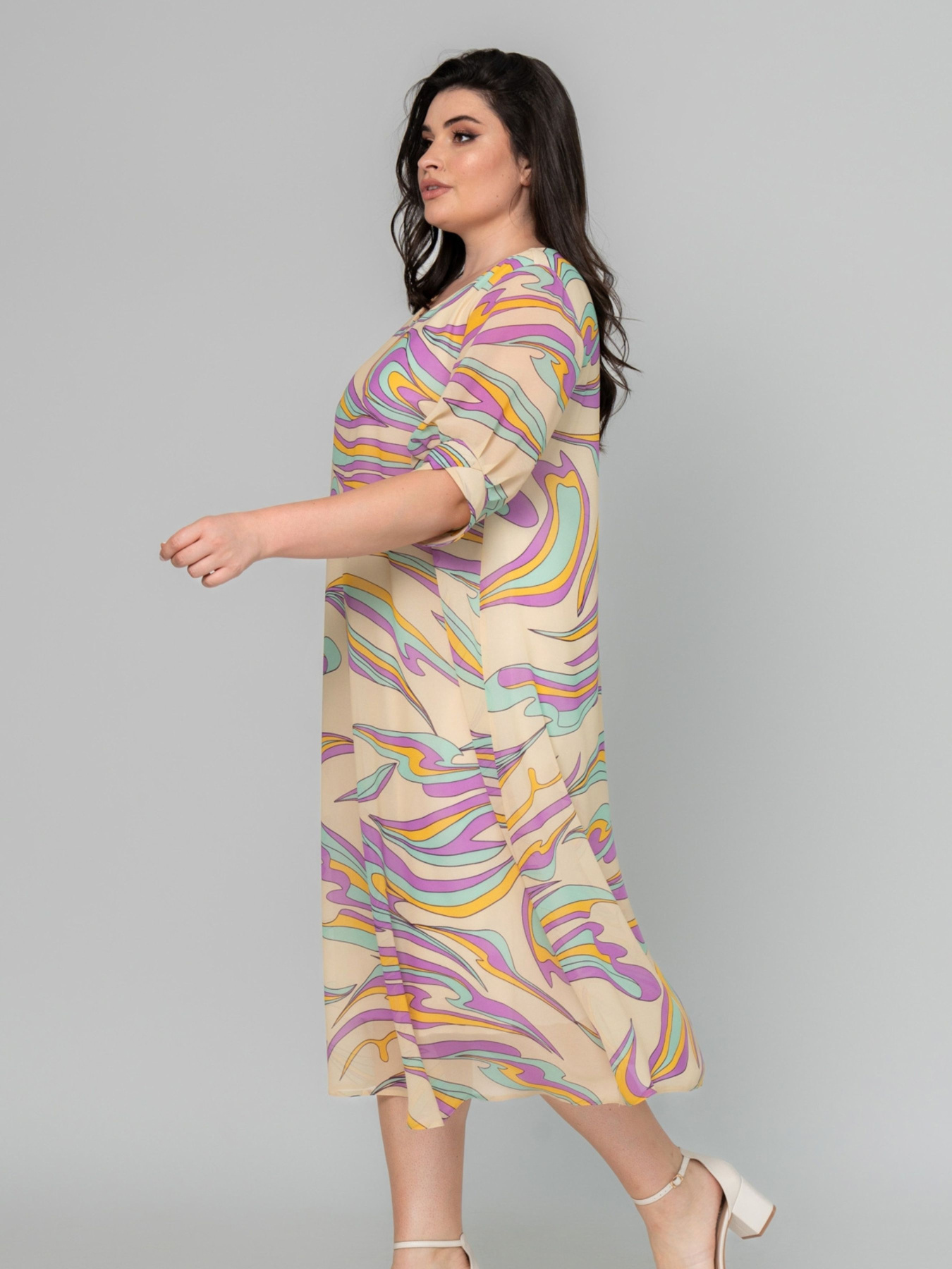 Сукня міді All Posa модель ap101958p-zhovtij Фото