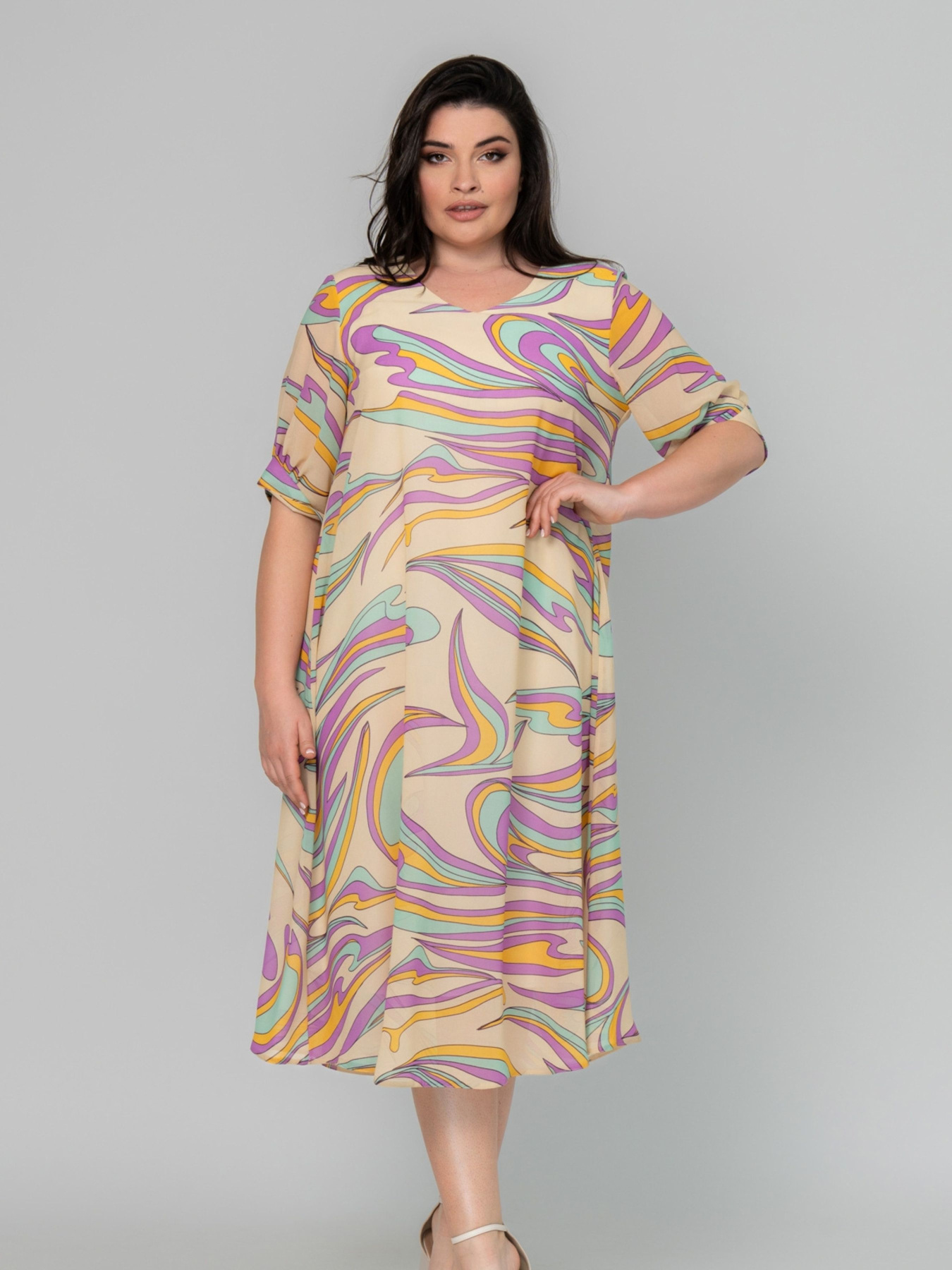 Сукня міді All Posa модель ap101958p-zhovtij Фото