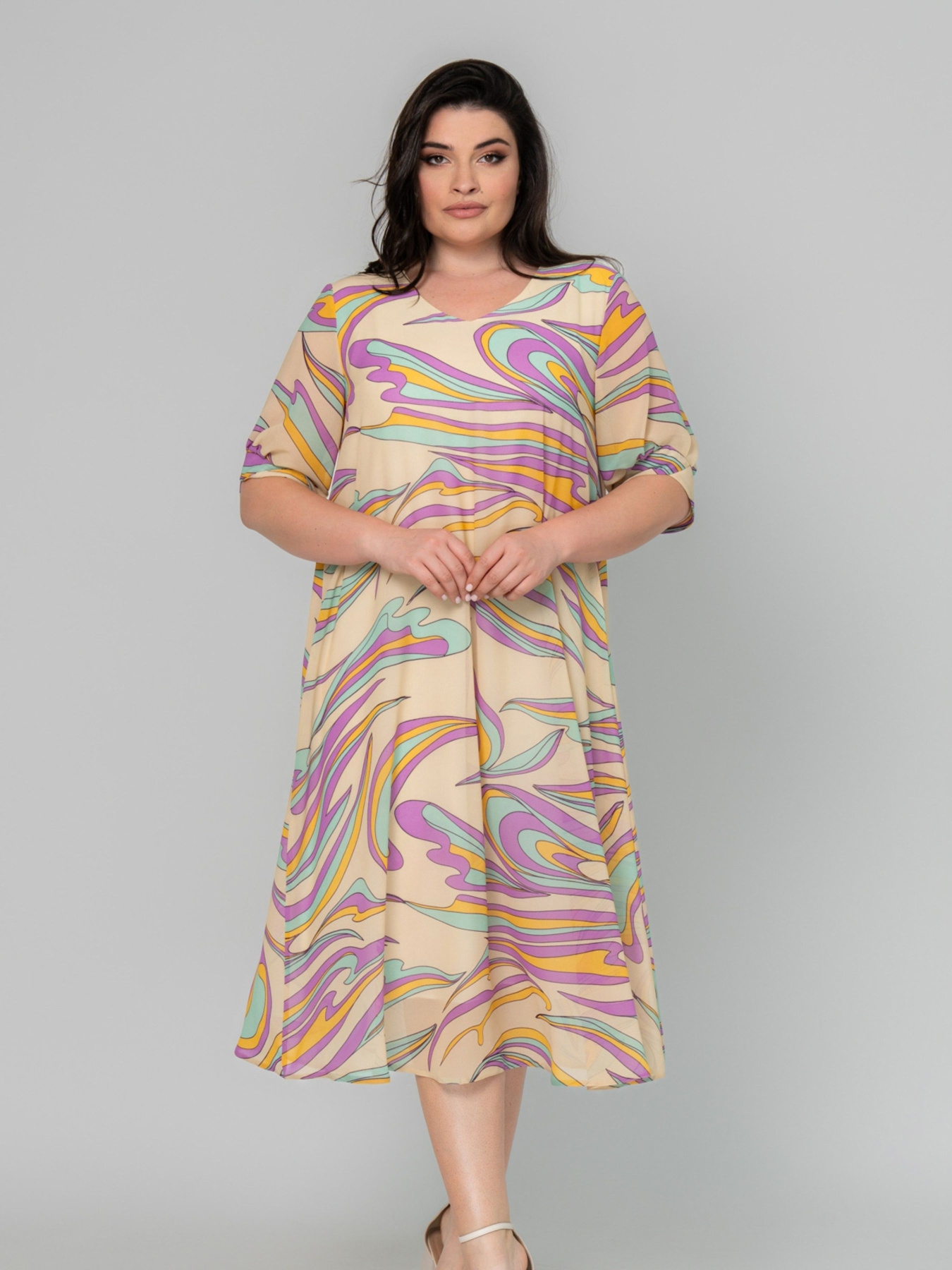 Платье миди All Posa модель ap101958p-zhovtij Фото