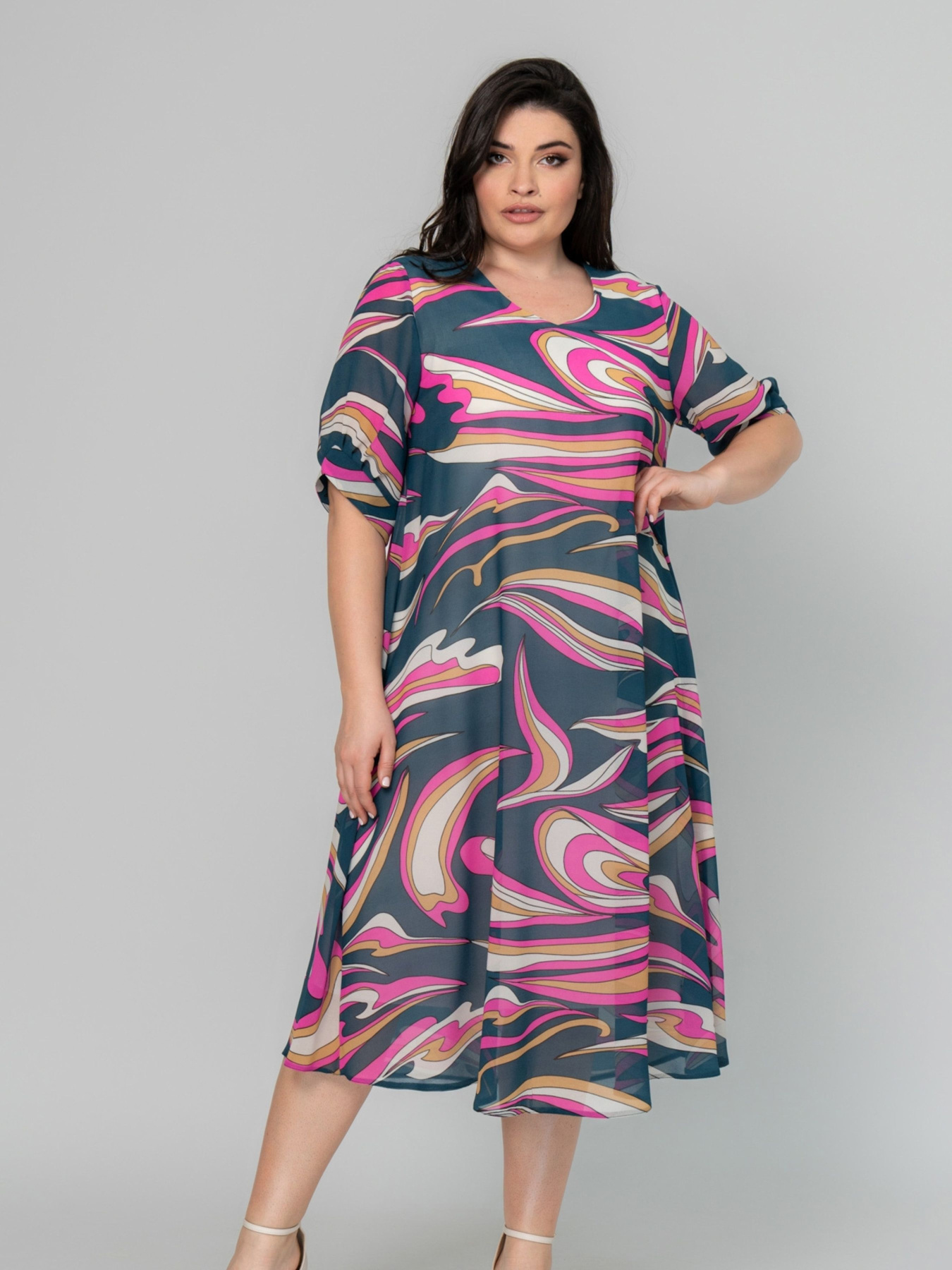 Сукня міді All Posa модель ap101958p-malina Фото