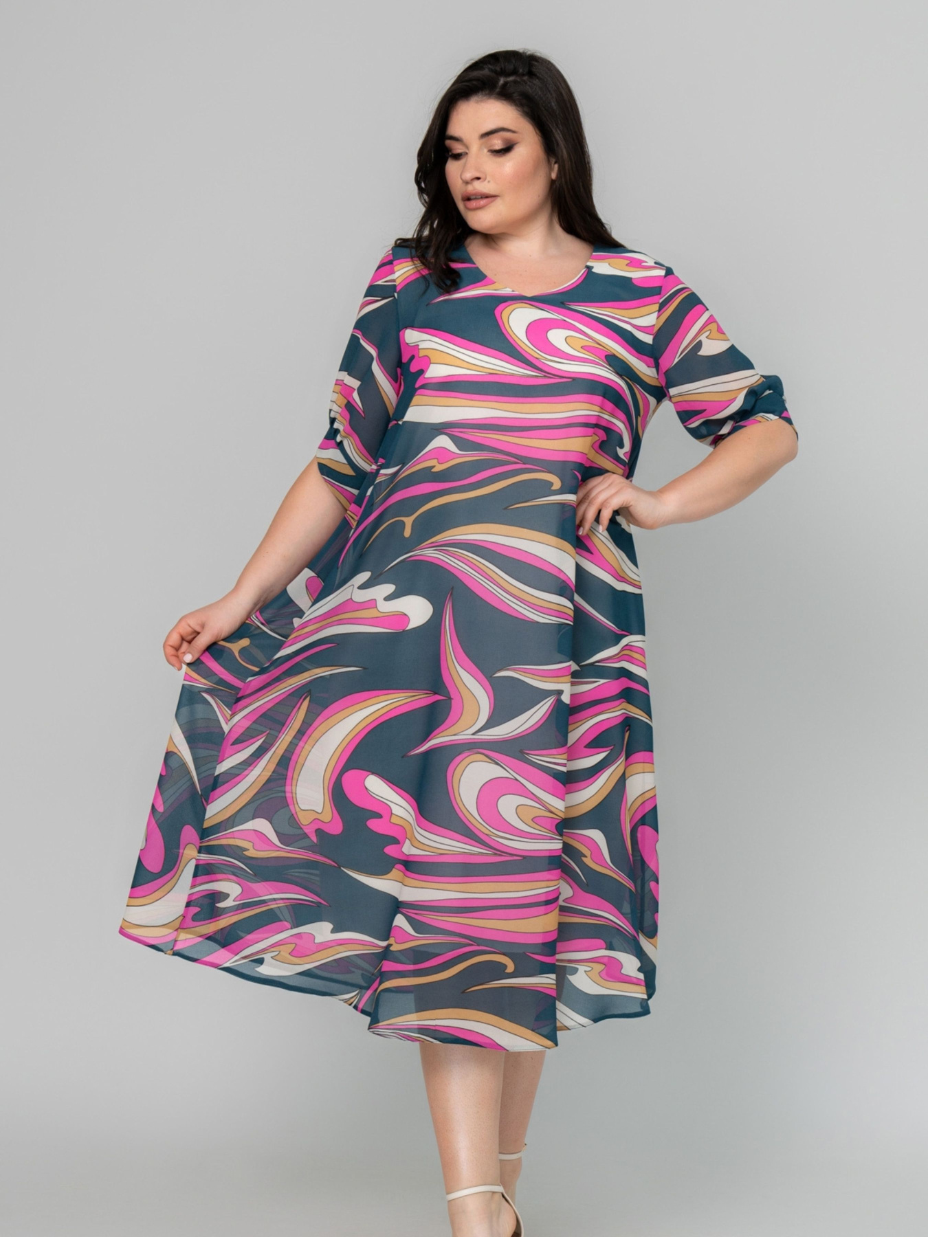 Сукня міді All Posa модель ap101958p-malina Фото