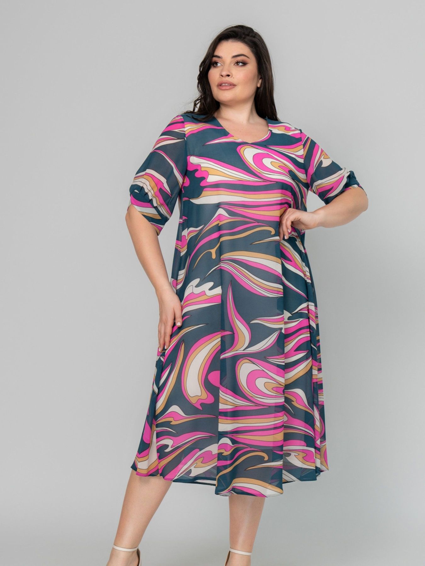 Сукня міді All Posa модель ap101958p-malina Фото