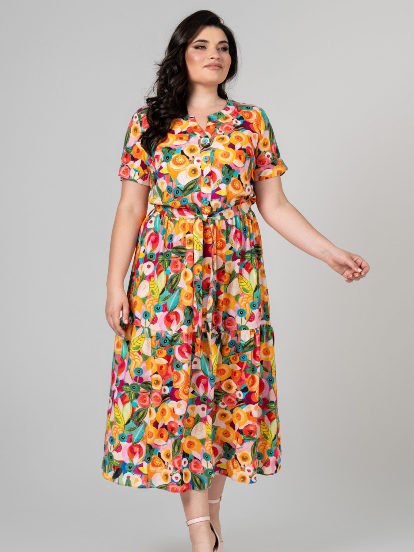 Платье миди All Posa модель ap101949p-zhovto-garqchij Фото