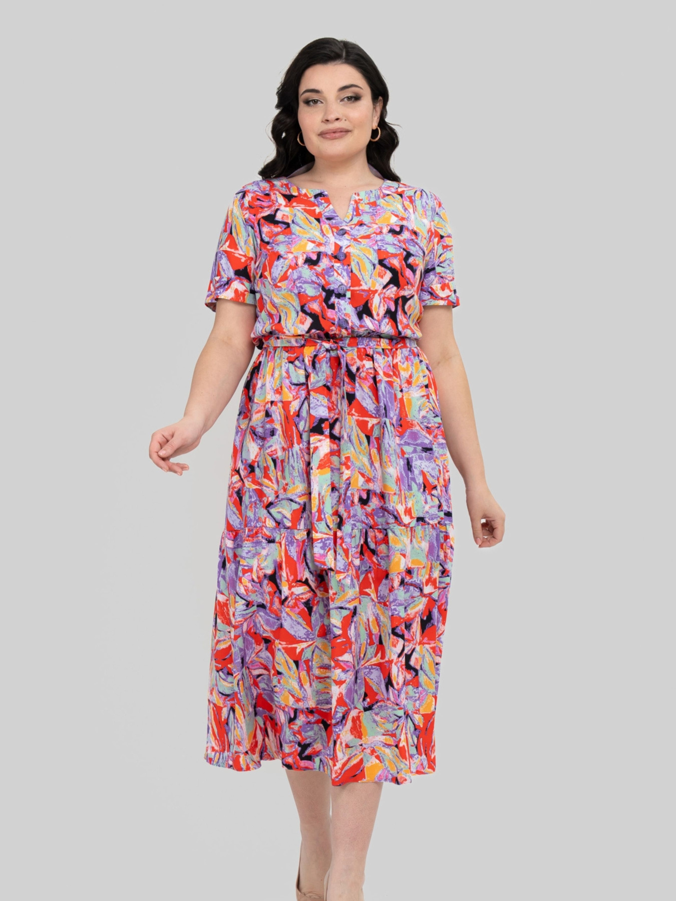 Сукня міді All Posa модель ap101949p-koral Фото