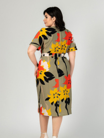 Платье миди All Posa модель ap101910p-olivka-pomaranchevij Фото