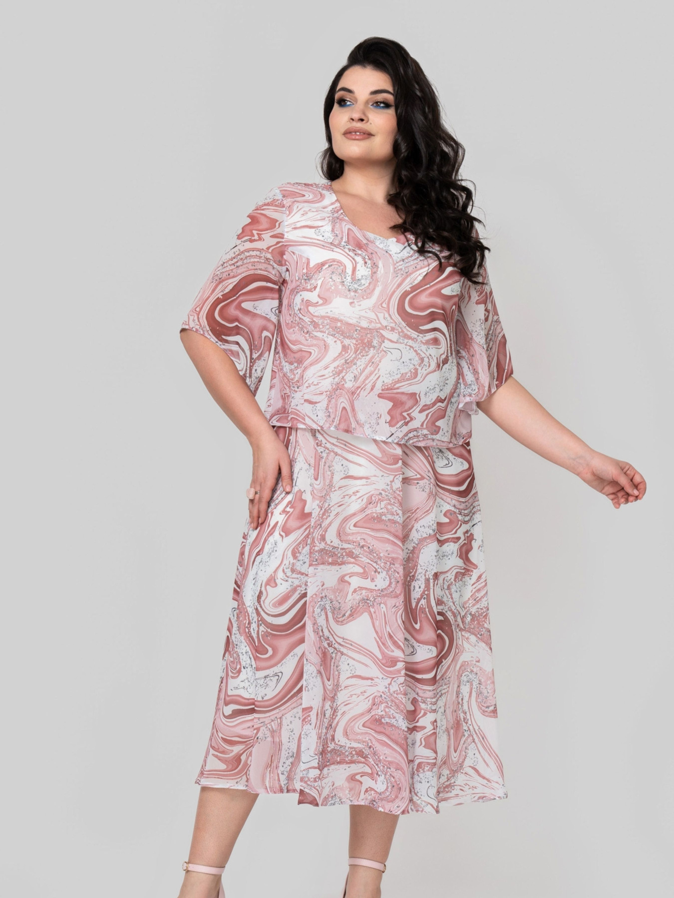 Платье миди All Posa модель ap101866p-koral Фото