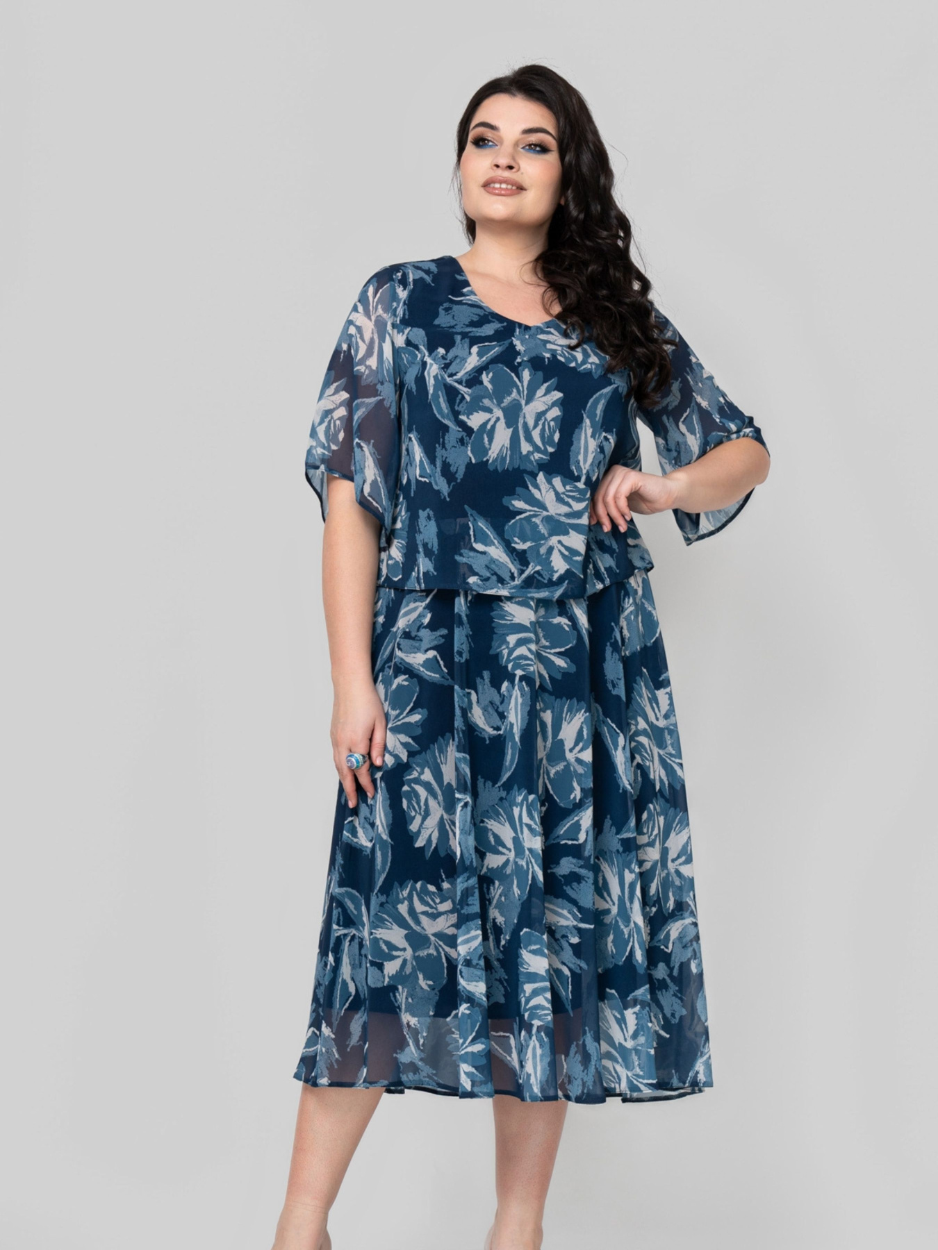 Платье миди All Posa модель ap101866p-sinj Фото