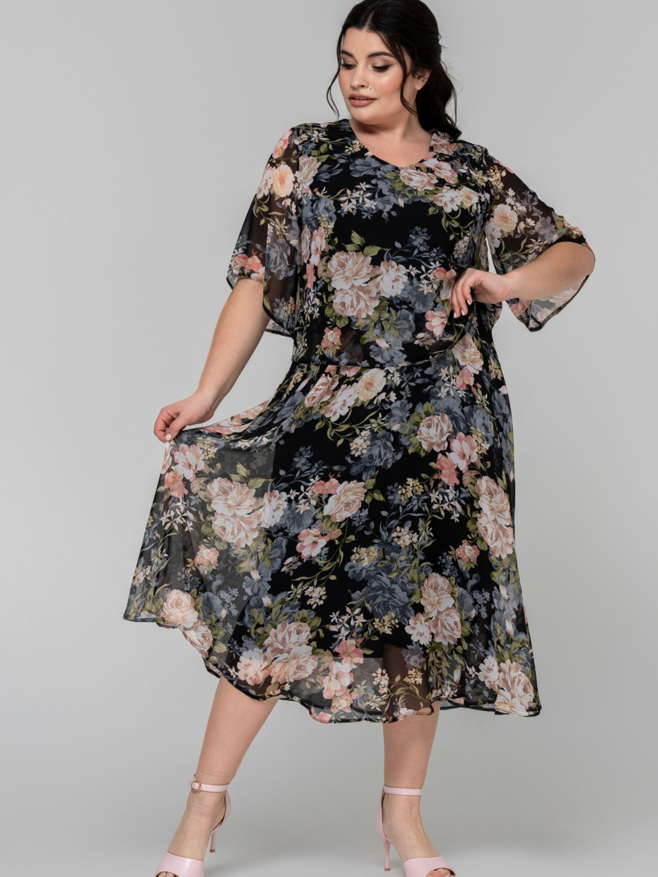 Платье миди All Posa модель ap101866p-chornij Фото