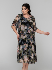 Платье миди All Posa модель ap101866p-chornij Платье миди All Posa модель ap101866p-chornij Фото