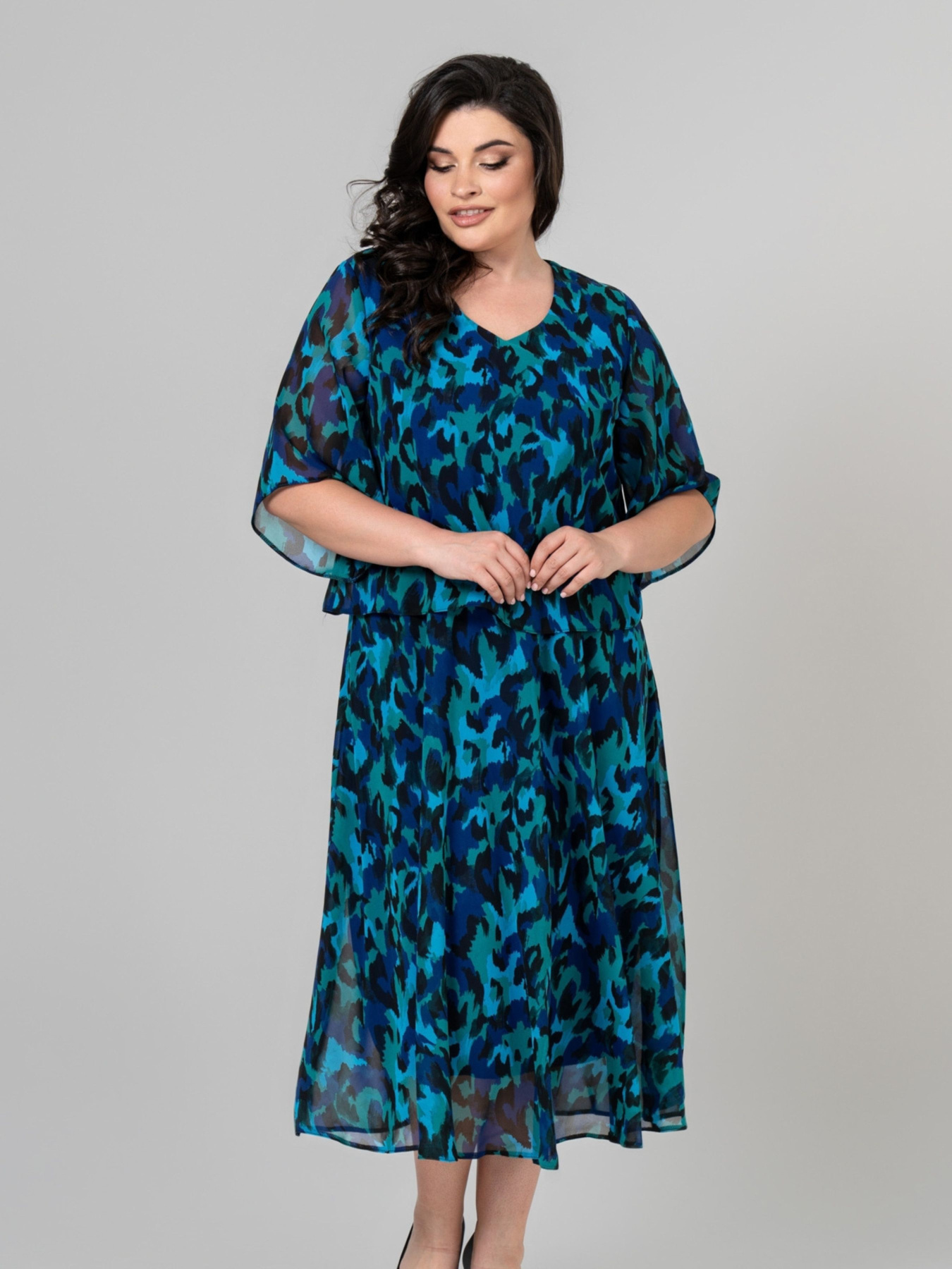 Платье миди All Posa модель ap101866p-bryuzovo-sinj Фото