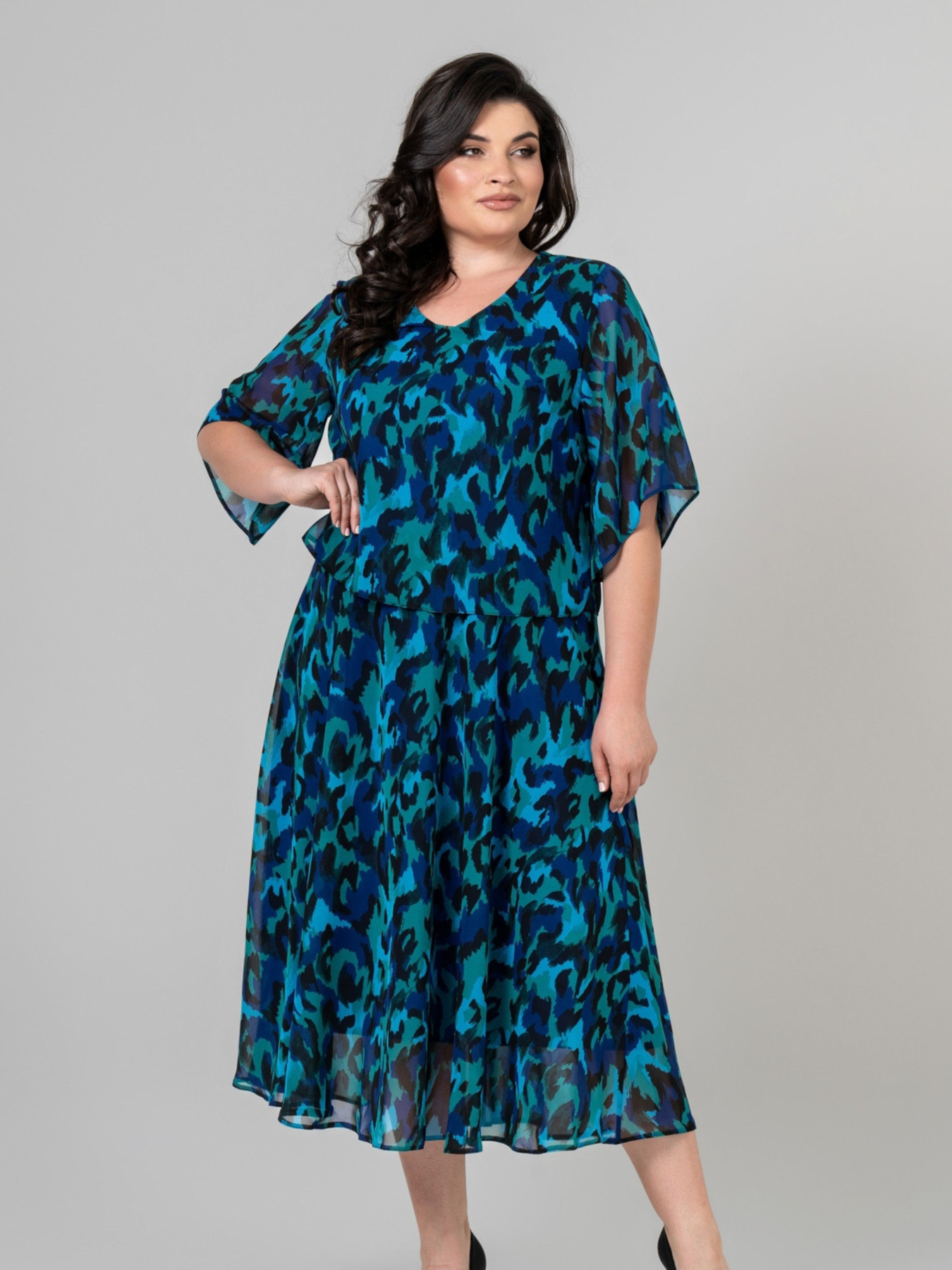 Платье миди All Posa модель ap101866p-bryuzovo-sinj Фото