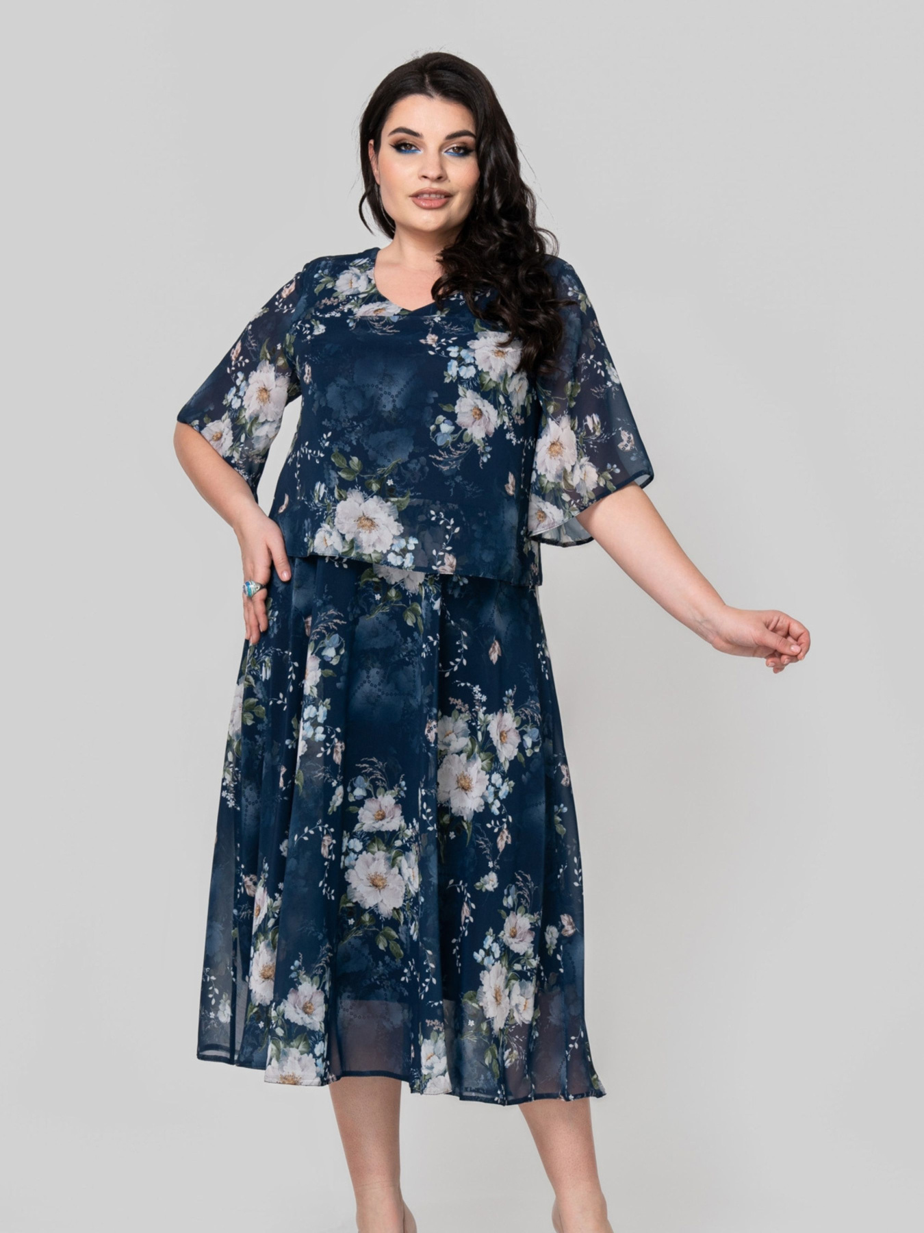 Платье миди All Posa модель ap101866p-temno-sinj Фото