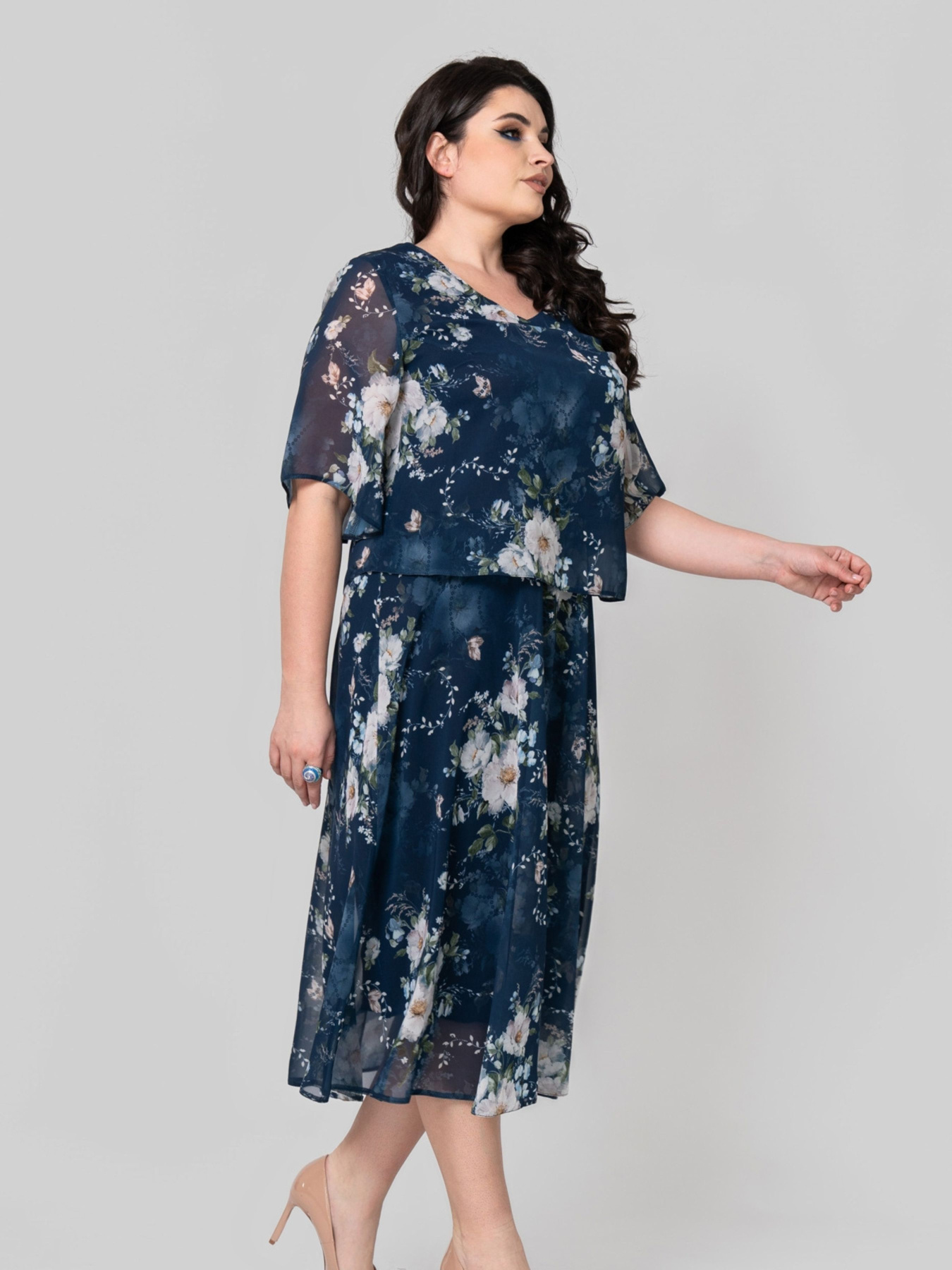 Платье миди All Posa модель ap101866p-temno-sinj Фото