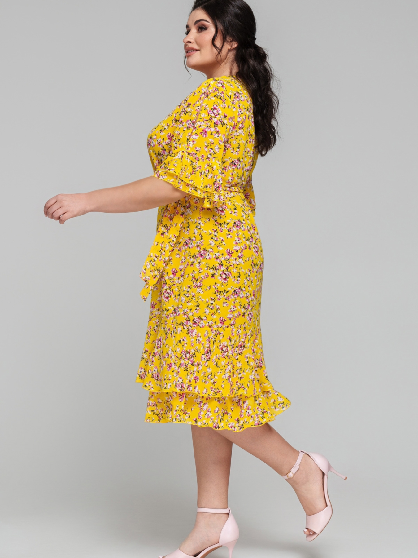 Платье миди All Posa модель ap101842p-zhovtij Фото