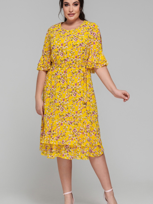 Платье миди All Posa модель ap101842p-zhovtij Фото