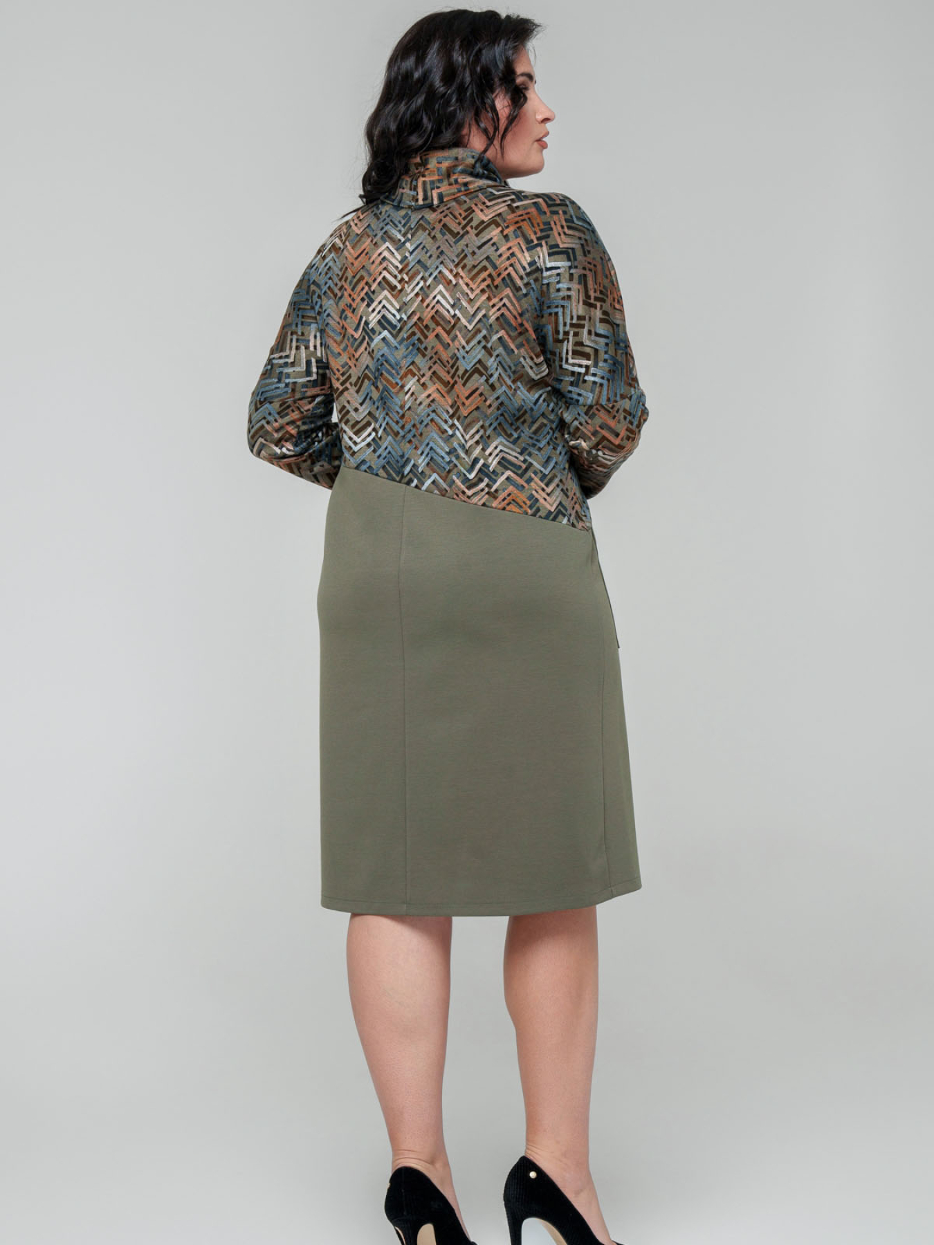 Платье миди All Posa модель ap101692p-olivka Фото