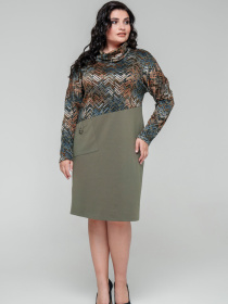 Платье миди All Posa модель ap101692p-olivka Фото