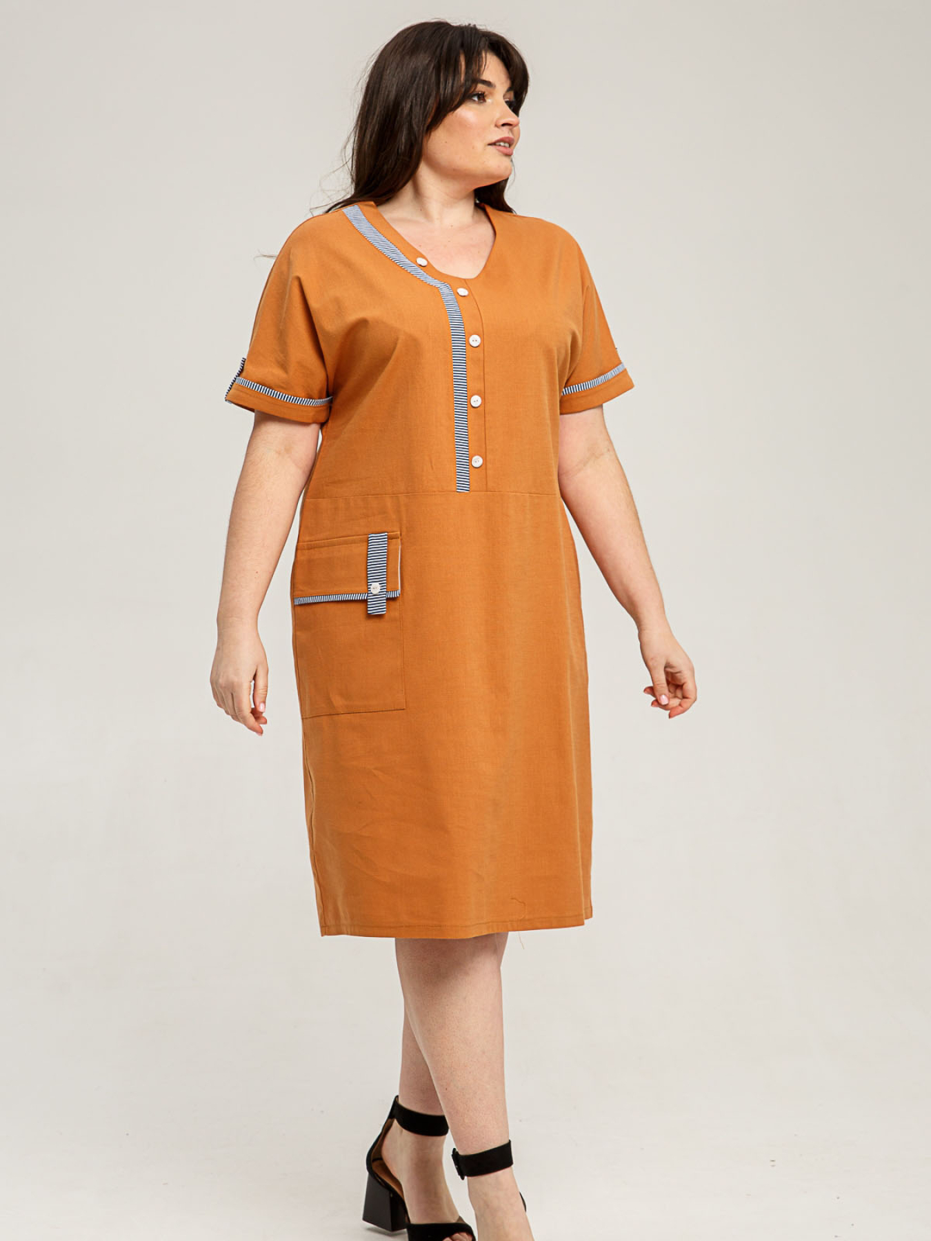 Платье миди All Posa модель ap101407p-karamelx Фото