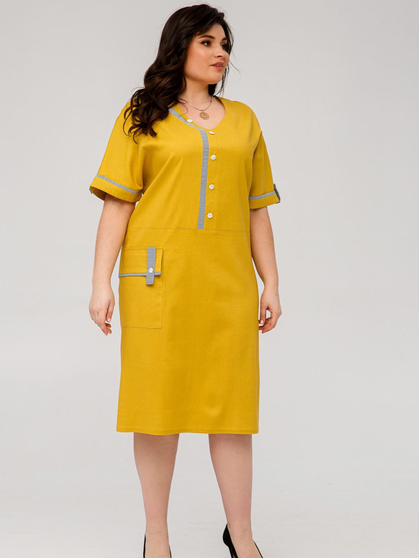 Платье миди All Posa модель ap101407p-zhovtij Фото