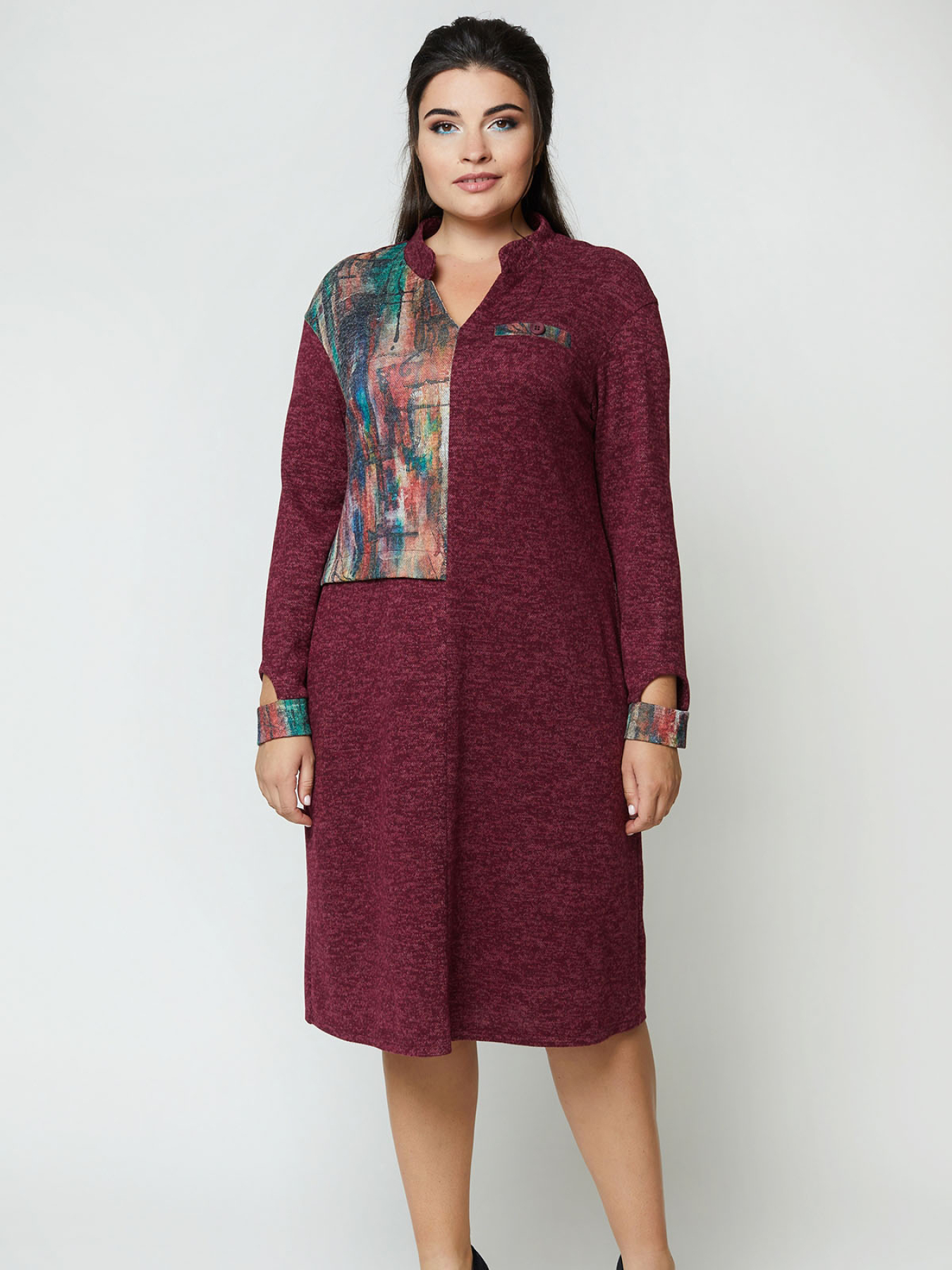 Платье миди All Posa модель ap100943p-bordo Фото