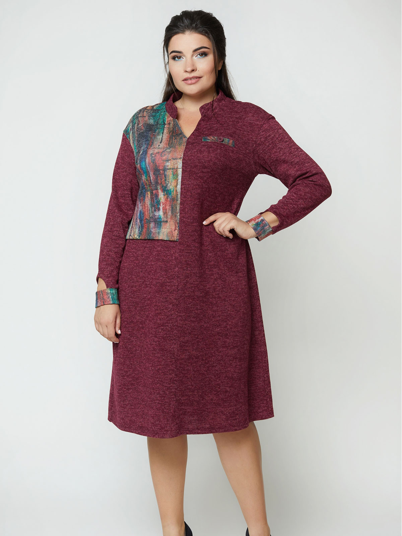 Платье миди All Posa модель ap100943p-bordo Фото