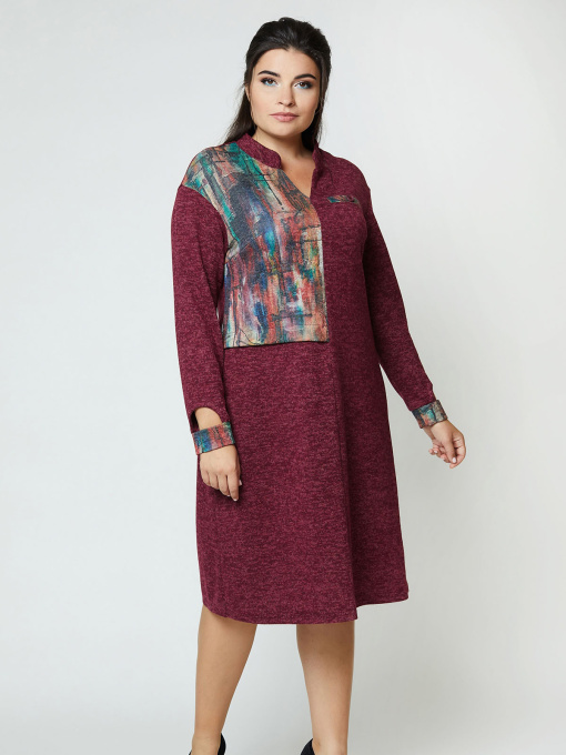 Платье миди All Posa модель ap100943p-bordo Фото