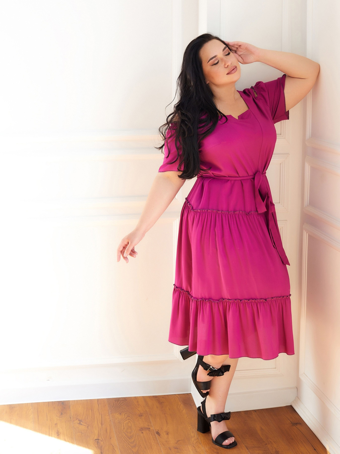 Платье миди All Posa модель ap100688p-malina Фото