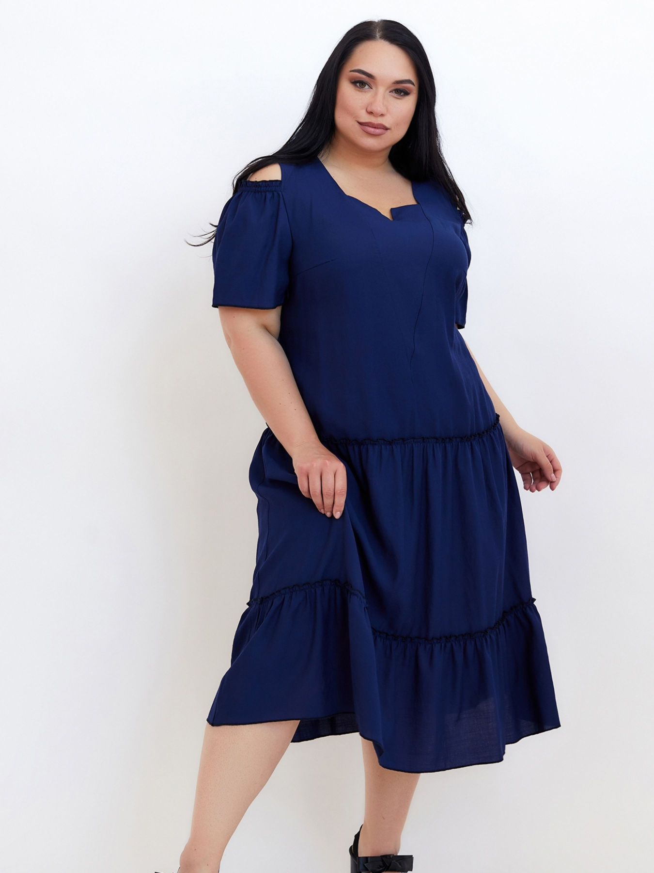 Платье миди All Posa модель ap100688p-svtlo-sinj Фото