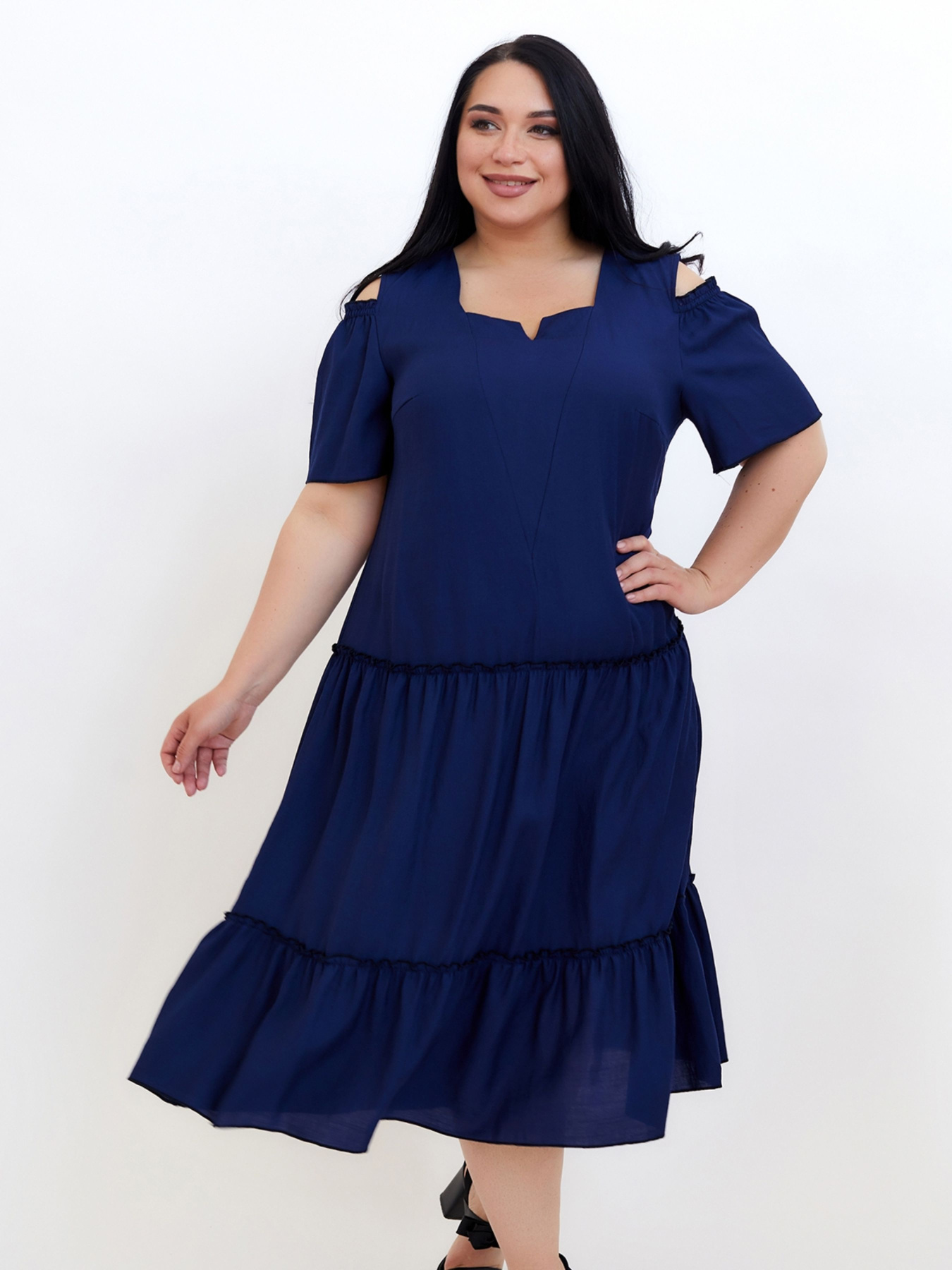 Платье миди All Posa модель ap100688p-svtlo-sinj Фото