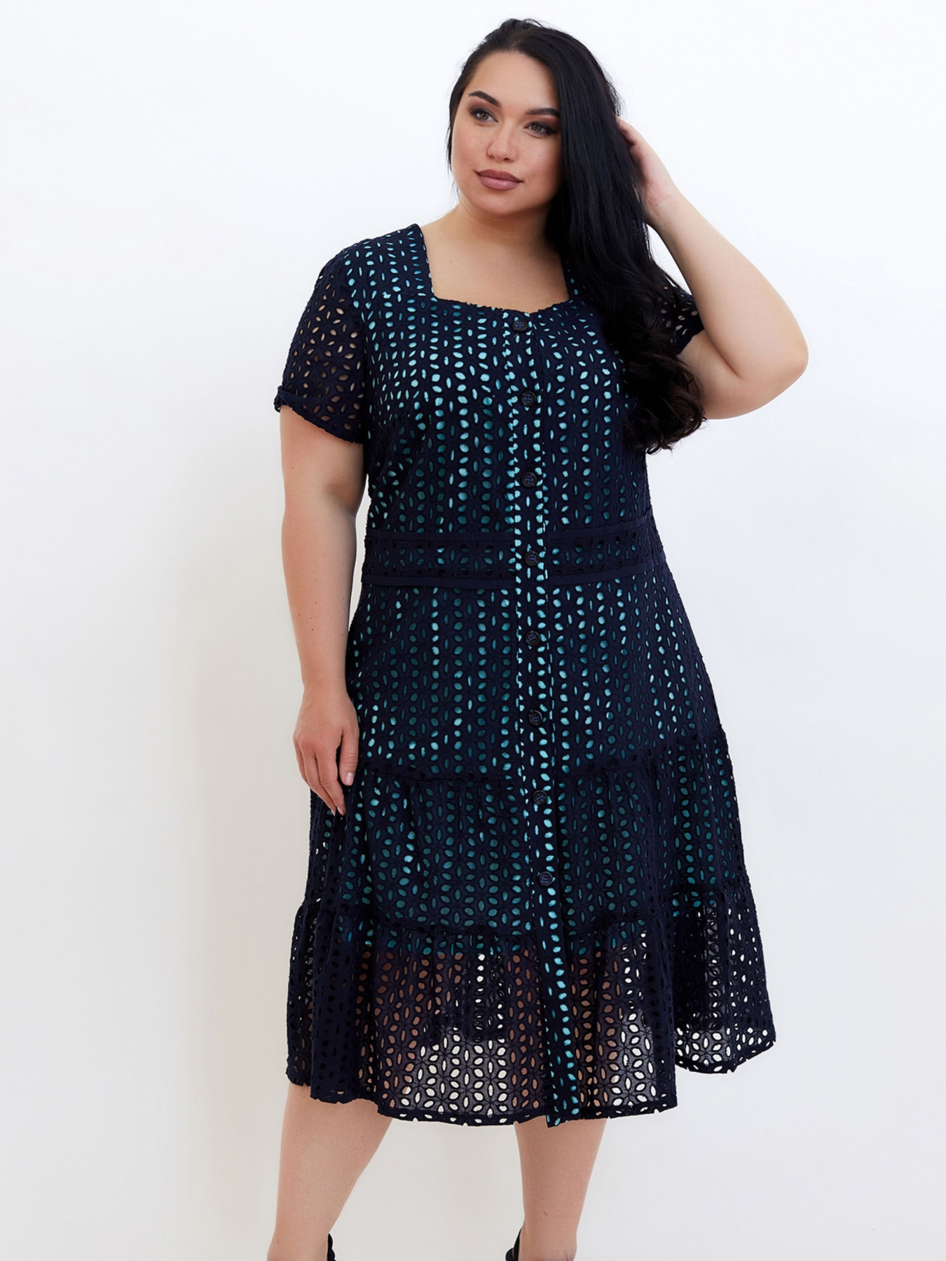 Сукня міді All Posa модель ap100673p-sinj-bryuza Фото