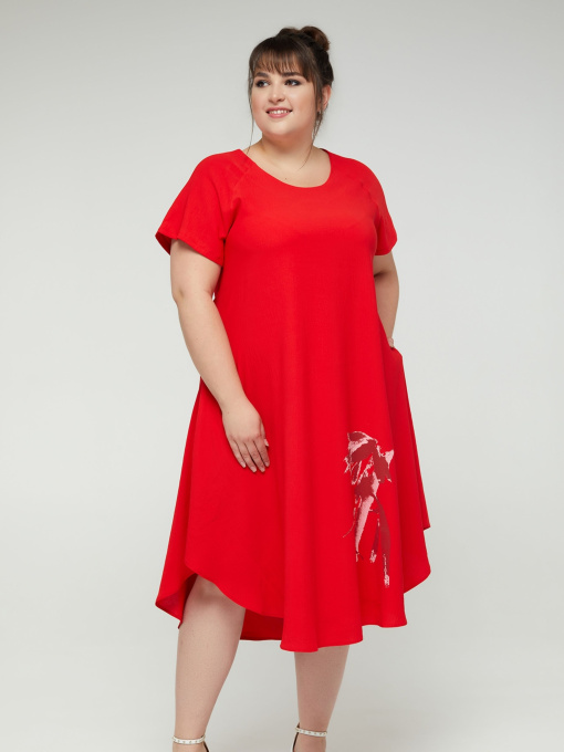 Платье миди All Posa модель ap100183p-chervonij Фото