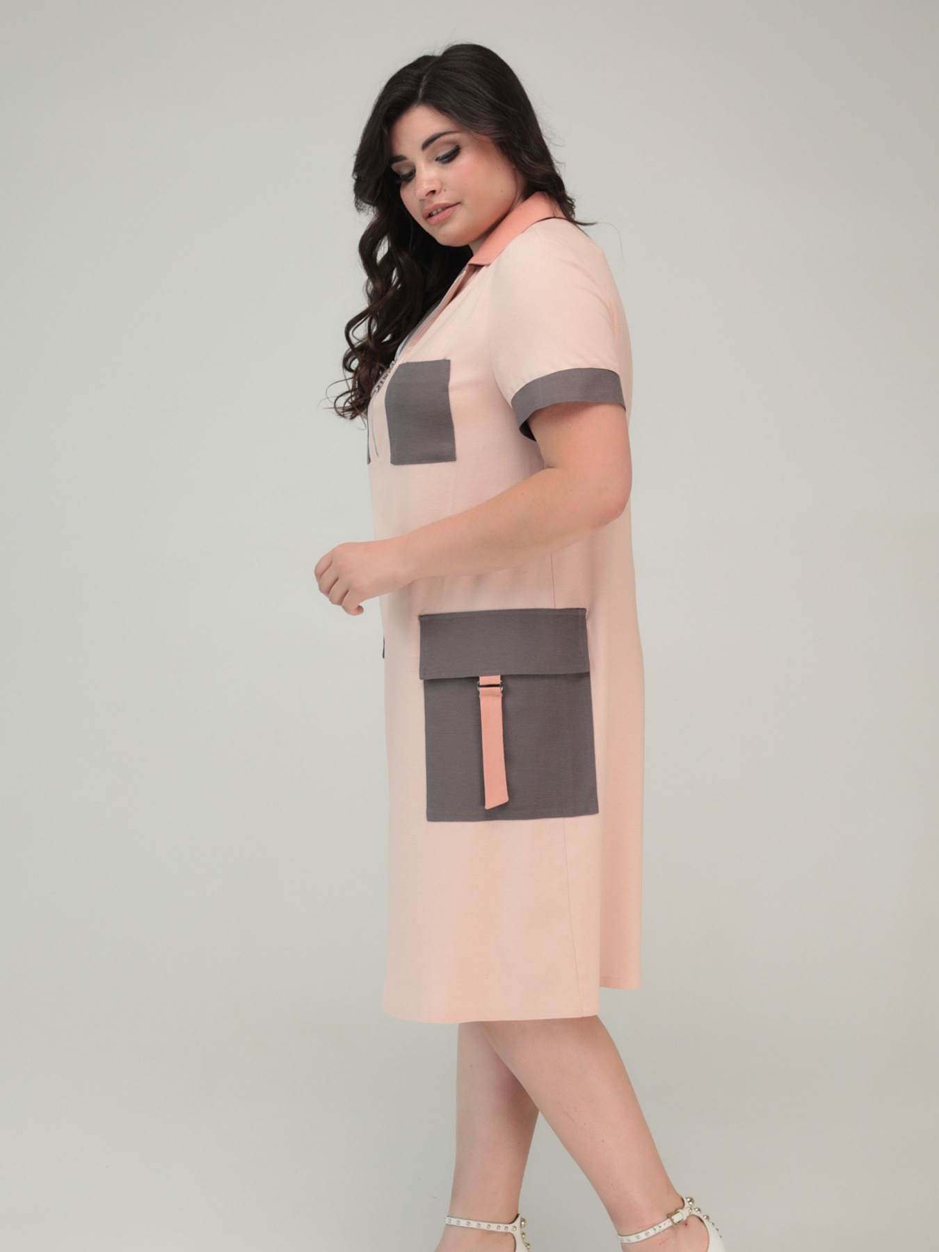 Сукня міді All Posa модель ap100072p-pudra Фото